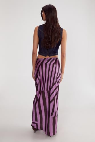 Women's Abstract Satin Stripe Bias Maxi Skirt4