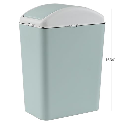 Image of 4.5 Gallon Plastic Trash Can with Lid, Swing Top Garbage Bin, Blue | Small Slim Swing Lid Trash Bin