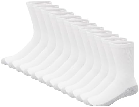 Hanes mens Double Tough Socks, Crew Socks Moisture-wicking With Odor Control, Multi-packs Casual Sock (pack of 12)