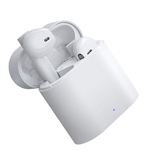 Bluetooth 5.0 Headphones Wireless Earbuds 24H Cycle Playtime in-Ear Wireless Headphones Hi-Fi Stereo Sweatproof Earphones Sport Headsets Built-in Mic for Work/Running/Travel/Gym (White) (White)