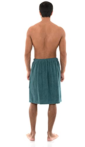 Image of TowelSelections Mens Shower Wrap Adjustable Cotton Terry Bath Gym Cover Up with Snaps Large /XX-Large Brittany Blue