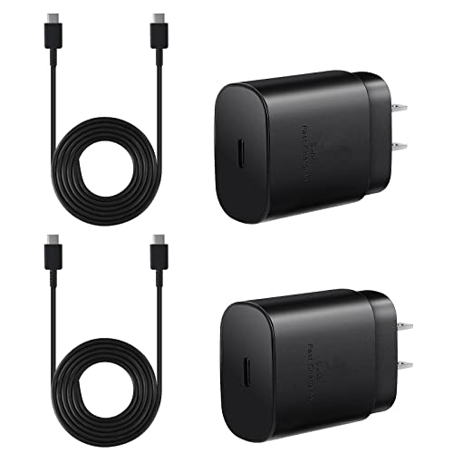 USB C Wall Charger,25W Samsung Super Fast Charger Type C for Samsung Galaxy S22/S22 Ultra/S21/S21 Ultra/S21 Plus 5G/S21+/Note 20 Ultra/S20/S20 Ultra/Note 20,Fast Charging with 5FT Type C Cable 2 Pack