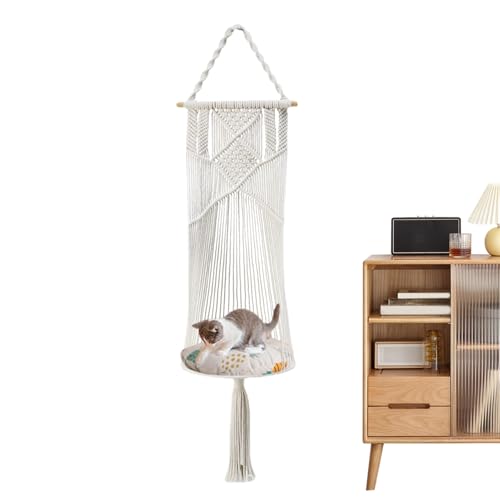Böhmisches Katzenbett, Hängematte für Katzen, böhmische Hängematte für Haustiere, aus handgewebtem Baumwollseil für Haustiere, weiches Schaukelbett für Kätzchen, zum Schlafen, Nehmen