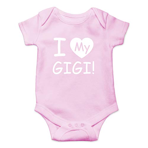 I Love My Gigi Cute Funny Grandma Infant Romper Baby Announcement Love for Granny Grandmother (Pink, 6 Months)