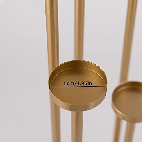 Fullvaseer Gold 9 Arm Pillar Candle Holder,Metal 9 Arm Candelabra For Christmas Wedding Home Halloween Party Decoration(46.3Inch) #TOP3