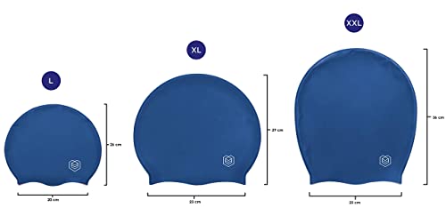 Soul Cap – Large Swimming Cap For Long Hair - Designed For Long Hair, Dreadlocks, Weaves, Hair Extensions, Braids, Curls & Afros - Women & Men - Silicone (L, Navy) #TOP5