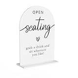 Acrylic Wedding Sign Wedding Signs for Ceremony Open Seating Sign for Wedding Modern Calligraphy Arch Acrylic Table Top Sign for Wedding Reception and Event Party Table(white）