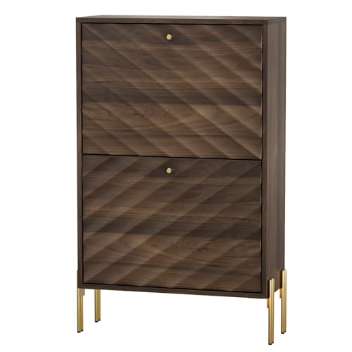 Algherohein Shoe Storage Cabinet with Textured Diagonal...