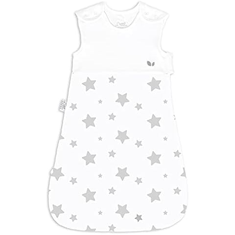 Little Seeds Baby Sleeping Bag 2.5 Tog 0-6 Months White & Grey Unisex for Girls and Boys, Double Zip & Soft Breathable Organic Cotton Cover