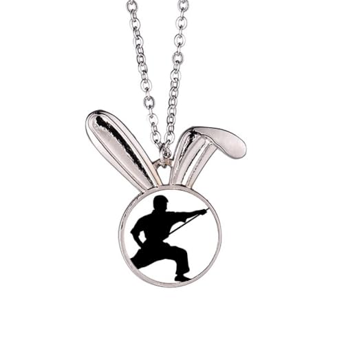 Collier Pendentif Lapin Shaolin Stick Kung Fu Bijoux Culture Chine