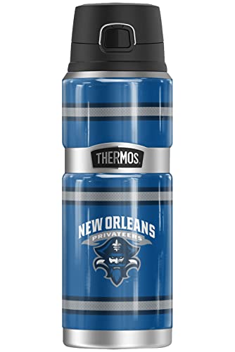 THERMOS University of New Orleans - Botella de acero inoxidable con diseño de rayas, con aislamiento al vacío y doble pared, 24 onzas