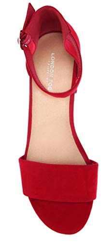 Image of LONDON FOG Women's Nikki Low Two Piece Block Heel Dress Shoe Ladies Ankle Strap Pump Sandal