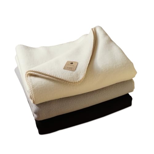 TILLHÅLL Ganzjahres Wolldecke aus 100% Bio-Schurwolle | kühlt im Sommer & wärmt im Winter | robust & temperaturausgleichend | Made in Germany | 150x200 cm | Cremeweiß