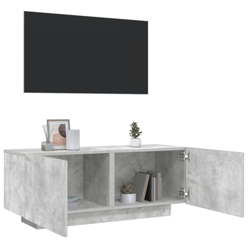 Tonture Meuble TV Gris béton 100x35x40 cm en Bois d'ingénierie, Meuble TV Design Moderne avec Rangement, Console pour Salon, Chambre, Support pour écran...