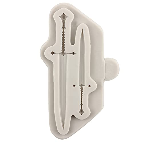 Mypracs Dragon Silicone Fondant Molds Swords Shield Battle Fondant Mold For Dragon Cake Decorating Cupcake Topper Candy Chocolate Gum Paste Polymer Clay Set Of 4 #TOP4