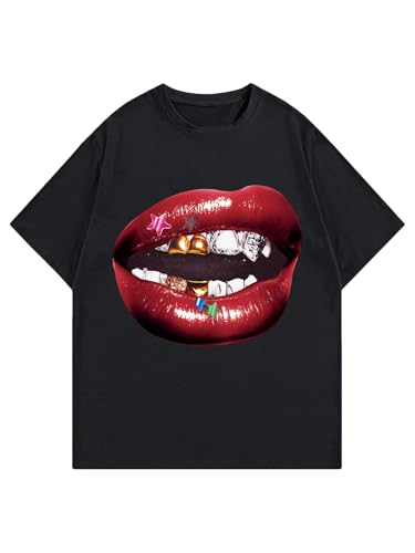 Verdusa Men's Summer Graphic Tees Streetwear Drop Shoulder Short Sleeve T Shirt