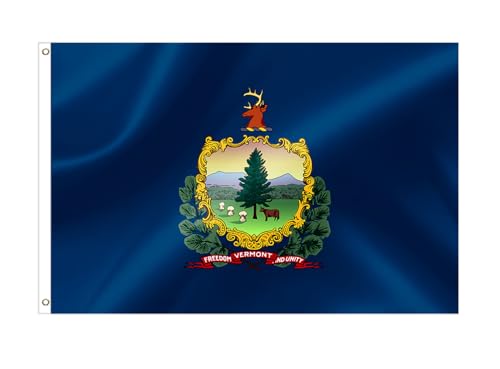 Vermont State Flag 4x6FT VT Flags Vivid Color Fade Resistant Polyester with Brass Grommets Gifts and Room Decor Indoor Outdoor