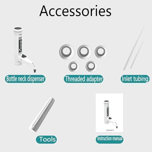 Sleeve Type Bottle Top Dispenser, 0.5~60ML Adjustable Lab Pipettes with Various Adapters, Double Valves, Scale Display, Gear Adjustment, Bottle Not Included, for Acid Base Reagent (0.5-2.5 ml)