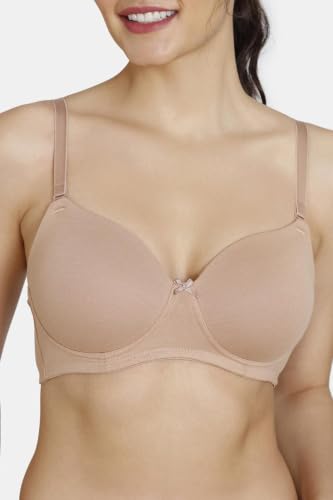 Image of Zivame Padded Non Wired 3 /4th Coverage T-Shirt Bra-Whisper White