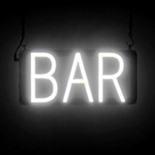 Image of SpellBrite LED Neon BAR Sign for Business - White, 13 inch x 6 inch | Ultra-Bright Click-Together Signage for Bars & Restaurants, with Visibility from 500 ft - 8 Animations, 6 Brightness Levels