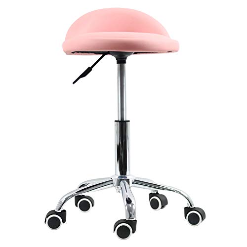 Massage Stool Adjustable Height Beauty Salon Nail Tattoo Salon Drafting Chair Rolling Medical SPA Swivel Stool (Pink) - Thumbnail 6