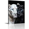 OLUNMILA Black and White Panther Canvas Wall Art Panther Family Stay Close Together Painting Poster Modern Warm Wild Animal Poster Picture for Living Room Bedroom Office Home Decor(Ani-04,12"x18")