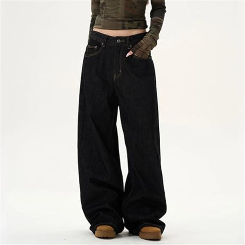 Men's Denim Pants Solid Color Straight Trousers Wide Leg Loose Jeans3