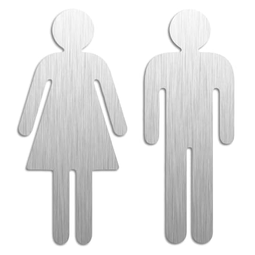 Plaques pictogrammes - WC Toilettes Femmes Hommes | Lot de 2 Matériau Acier inox H=152 mm auto-adhésif No.1092