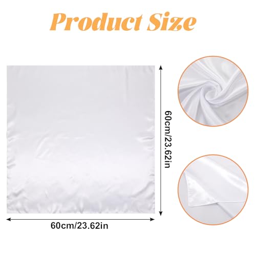 White Silk Feeling Scarf for Women, 23.6 Inch Square Head Scarves Satin Bandana Retro Purse Scarf for Handbags Neck Scarves for Costume Accessory2