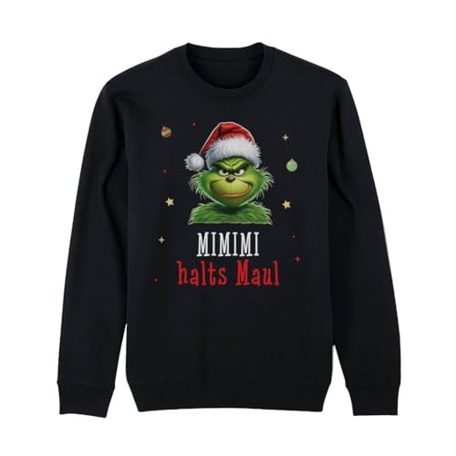 Grinch Pullover CS mit Spruch: MiMiMi Halts Maul - Weihnachtspullover, Weihnachtspulli Weihnachten - Herren, Damen - Xmas Sweater lustig (DE/NL/SE/PL, Alphanumerisch, XL,...