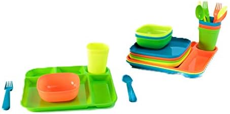 Your Zone Plastic Dinnerware Set of 4-24 Piece Kids Dinnerware Set Includes, Kids Cups, Kids Plates, Kids Bowls, Flatware Set, Kids Dishes Set are Reusable, Microwave - Dishwasher Safe, BPA Free Boy