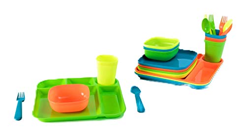 Lbh Your Zone Plastic Dinnerware Set Of 4-24 Piece Kids Dinnerware Set Includes, Kids Cups, Kids Plates, Kids Bowls, Flatware Set, Kids Dishes Set Are Reusable, Microwave - Dishwasher Safe, Bpa Free Boy cover
