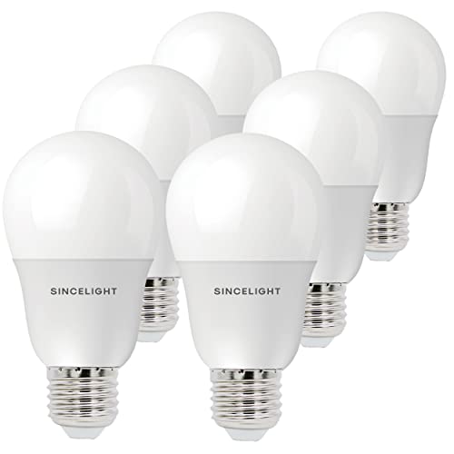 SINCELIGHT E27 LED Light Bulbs 9W, 850 Lumens, 85W Equivalent, Warm White 2700K, Edison Screw ES, GLS Energy Saving, Pack of 6