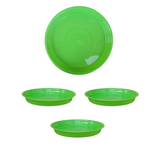 KUMUDAM Heavy Duty Planter Pot Bottom Plate/Tray/Saucer Base Dia 10 inch/Plate/Dip Tray Suitable for 12 inch Flower/Plant Pots (5, Green)