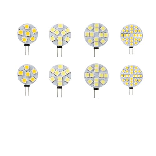 eufeifeiegds G4 LED ラウンドレンジフード電球 12V SMD5050 6/9/12/24 SMD ボートライト ホワイト/ウォームホワイト 電球ランプ スポットライト(White light,D-1.2W 6LED)