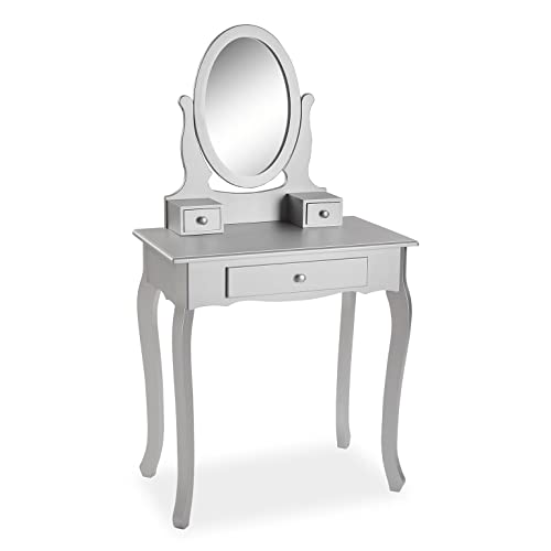 Versa Kate Coiffeuse de Maquillage avec Miroir et tiroirs. Coiffeuse Style Ancien Classique, Dimensions (L x l x H) 129,5 x 70 x 40 cm, Bois et Miroir, Couleur...