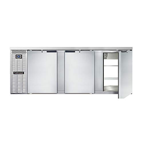 Continental Refrigerator BBC90-SS-PT Three Section Refrigerated Pass-Thru Back Bar Cooler, 90