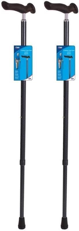 Carex Bastón de caminar cómodo con agarre ergonómico extra cómodo, gris oscuro, bastón ajustable, bastón para mujer, bastón para hombres, apto para