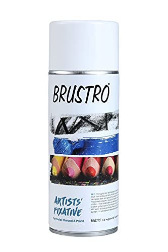 BRUSTRO Artist's Fixative Spray Can | 400ml | Transparent | Perfect use on Pastel Colors,Charcoal, Chalk Drawing,Non-Yellowing, Pencil & Sketching Artworks, Proffessional Arts, Fast Drying
