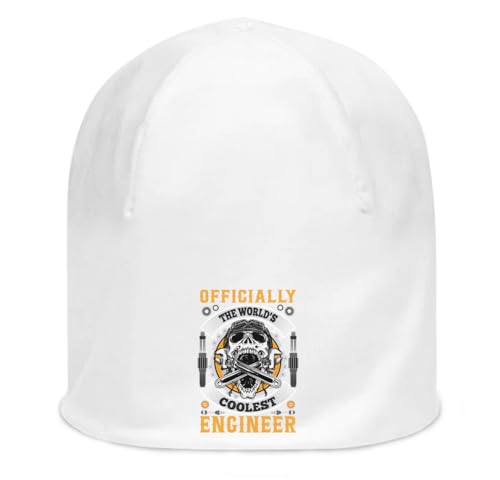 Bonnet blanc slouch en coton stretch avec motif skull wrench pour ingénieur taille unique