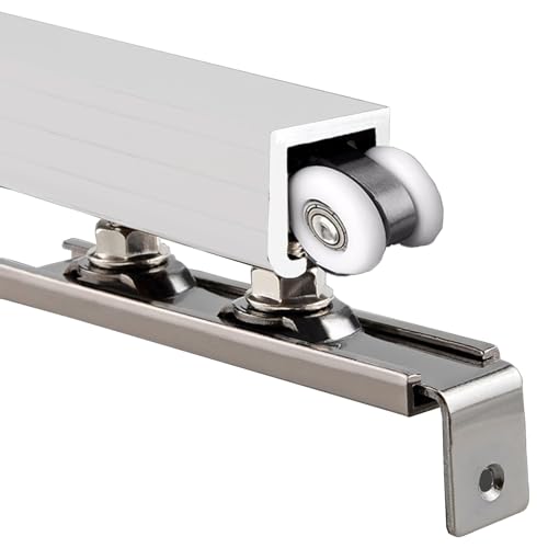 Système de rail de porte coulissante robuste - Kit de quincaillerie pour penderie, placard, portes pliantes - Parfait pour la chambre à coucher, le bureau,...