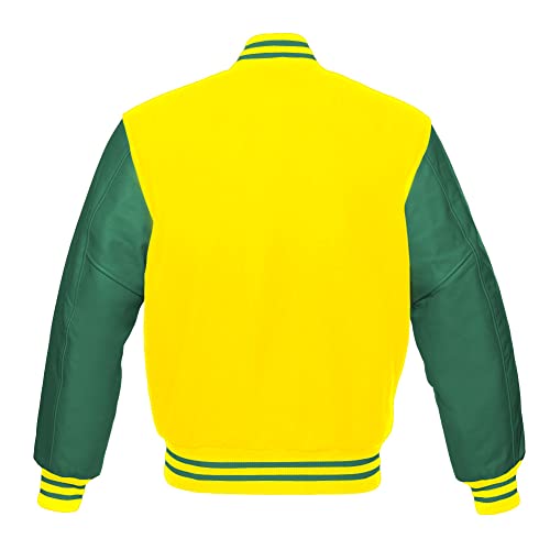 Varsity Jacket Baseball Letterman Bomber Wool & Green Genuine leather sleeves2