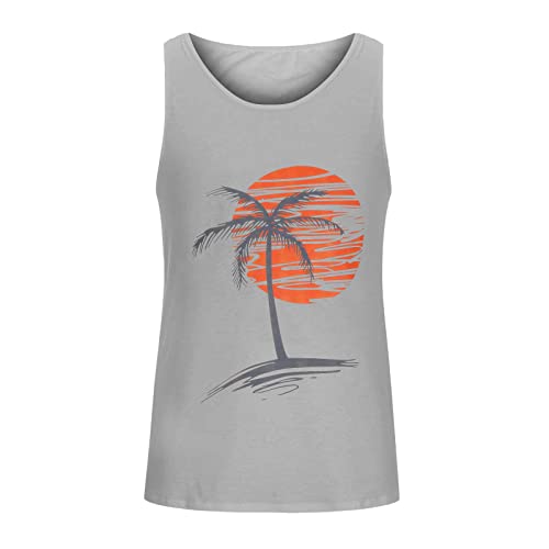 luoluoluo Clearance Men's Summer Hawaiian Printed Tank Tops Round Neck Muscle Shirts Beach Holiday Vests Male Casual Loose Running Tops Lightweight Quick Drying Blouses - Image 2