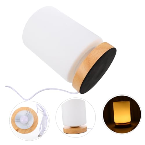 Lámpara de mesa de noche LED de madera con carga USB miniatura 6