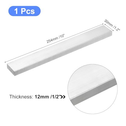 Image of uxcell Square Aluminum Flat Bar, 1 /2 inch Thick 1.2 inch Width 10 inch Length Square Aluminum Bar 6061 Aluminum Flat Plate, 12 x 30 x 254mm T6511 Solid New Mill Stock for Industrial Building