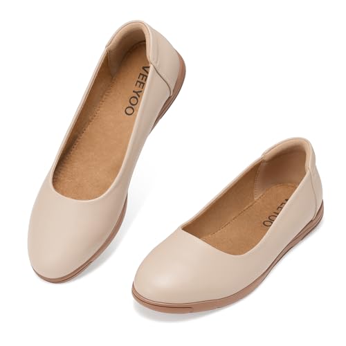 VEEYOO Women's Comfortable Ballet Dressy Flats, Round Toe Slip On Flats Dress Work Shoes for Business Casual4