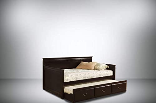Image of APRODZ Mango Wood Carss Daybed with Trundle Bed for Home | Bed for Bedroom, Espressos Finish
