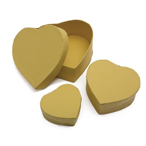 Paper Mache Heart Boxes (Set of 3)