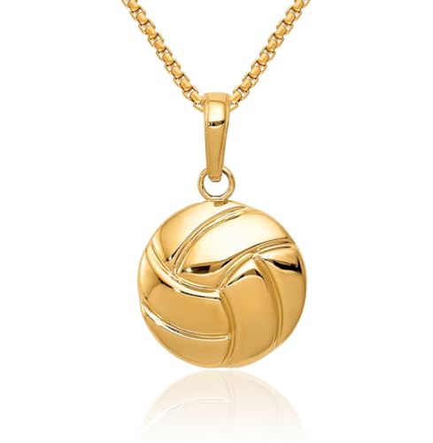 IceCarats 10K Solid Yellow Gold Volleyball Necklace Charm Sports Pendant