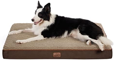 Bedsure Large Dog Beds for Large Dogs - Big Orthopedic Dog Beds with Removable Washable Cover, Egg Crate Foam Pet Bed Mat, Suitable for Dogs Up to 75lbs, Brown